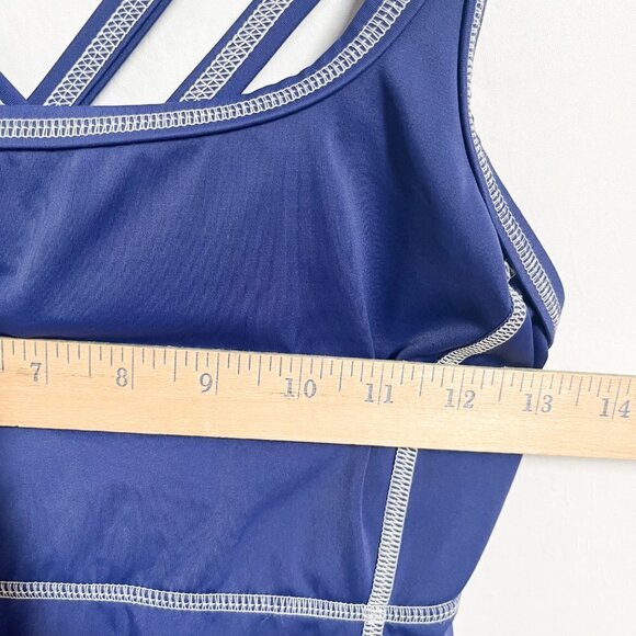 Lands End Swim Top Tankini Cross Back Women Size 10 Blue - Picture 3 of 7